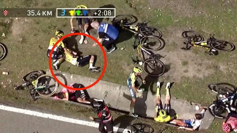 Shocking Mass Crash Injures Cycling Superstar with Broken Ribs, Collarbone