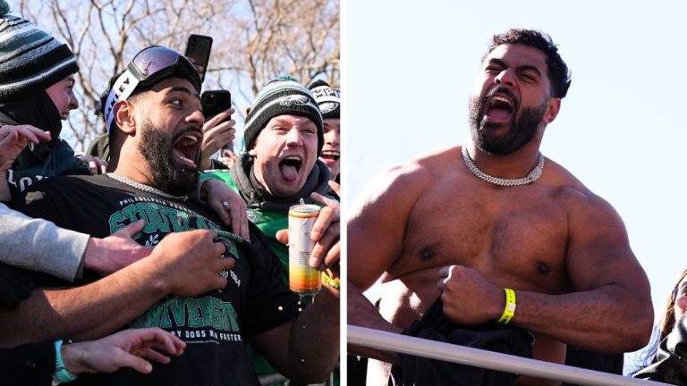 Mailata Sings Iconic Anthem, Touches Fans at Eagles Super Bowl Parade