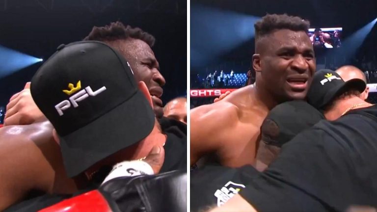 Francis Ngannou's Emotional Moment After KO Victory in Comeback Fight