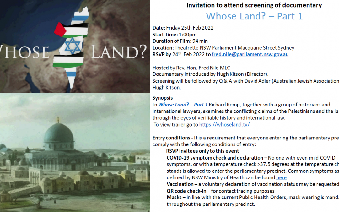 ‘Whose Land? – Part 1’ – Documentary screening this Friday in NSW Parliament